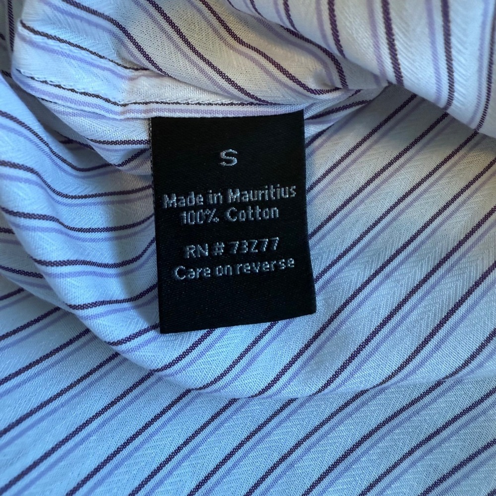 Apt. 9 Modern Fit Striped Button Down Shirt Purple White 100% Cotton Small NEW - Picture 6 of 7